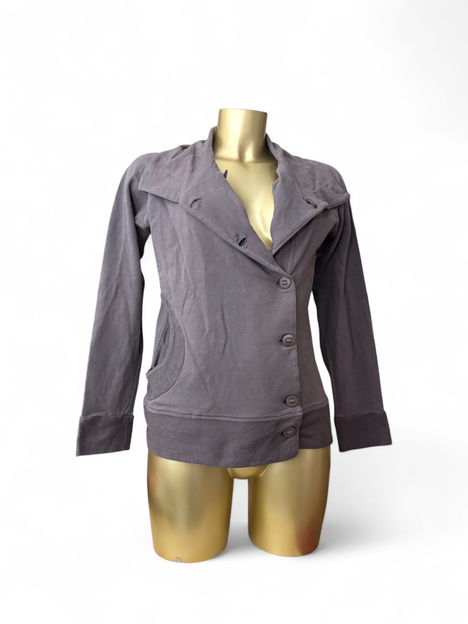Grey cotton buttons up tight fit jacket (M/L)