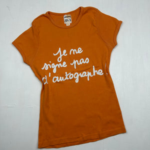 Orange text print cotton tee (S)