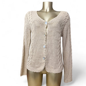 Cream beige knitted cardigan jumper (M/L)
