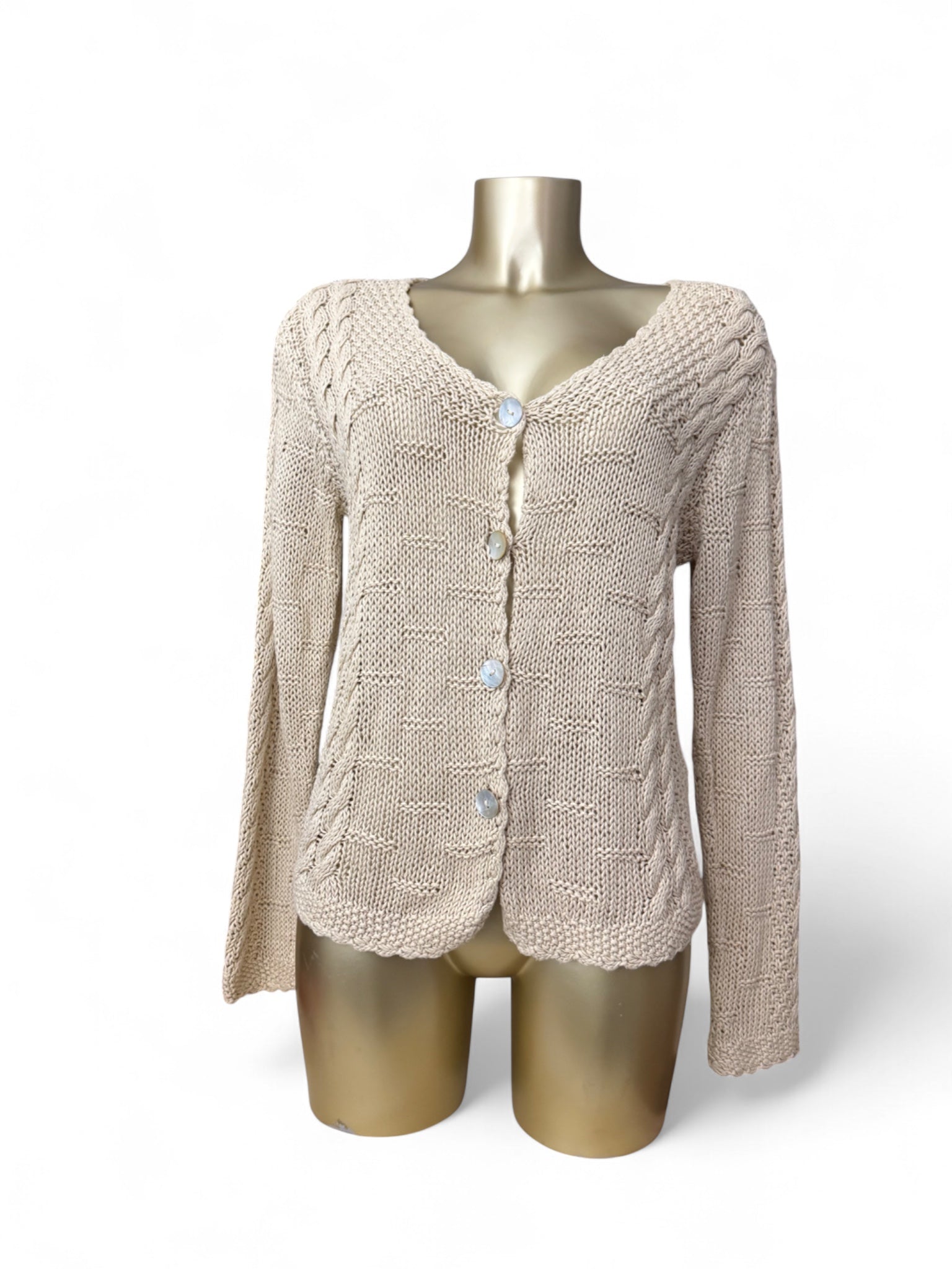 Cream beige knitted cardigan jumper (M/L)