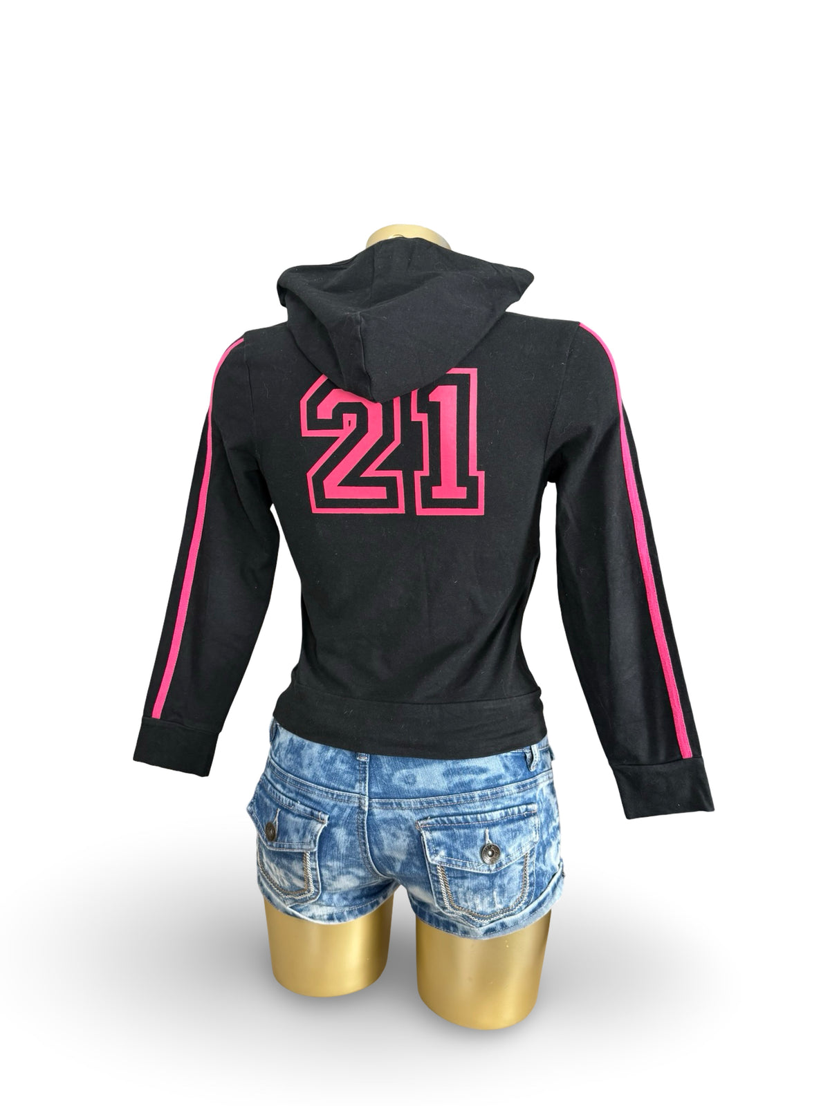 Black hooded long sleeves top (S)