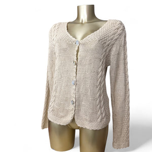 Cream beige knitted cardigan jumper (M/L)