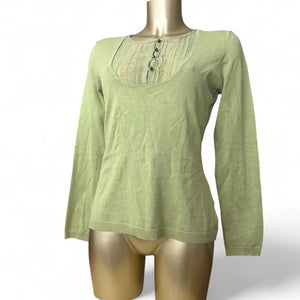 Green real silk round neck jumper (M/L)