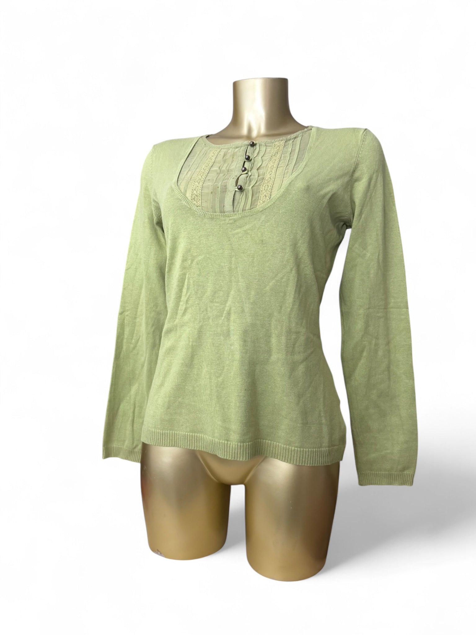 Green real silk round neck jumper (M/L)