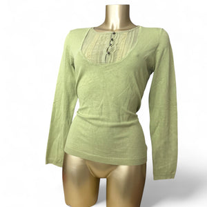 Green real silk round neck jumper (M/L)