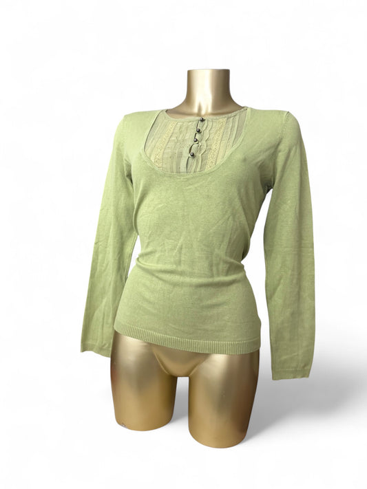 Green real silk round neck jumper (M/L)