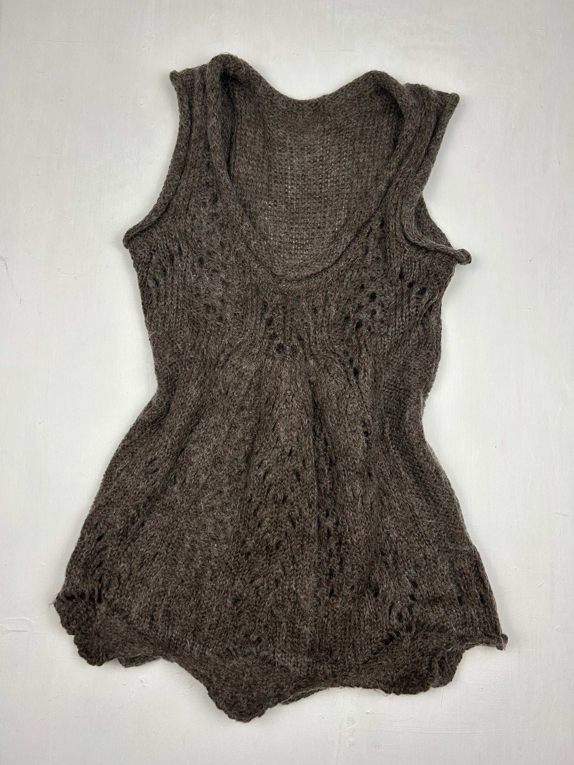 Khaki wool knitted jumper top (S/M)