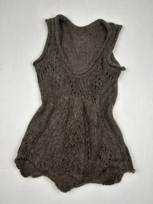 Khaki wool knitted jumper top (S/M)