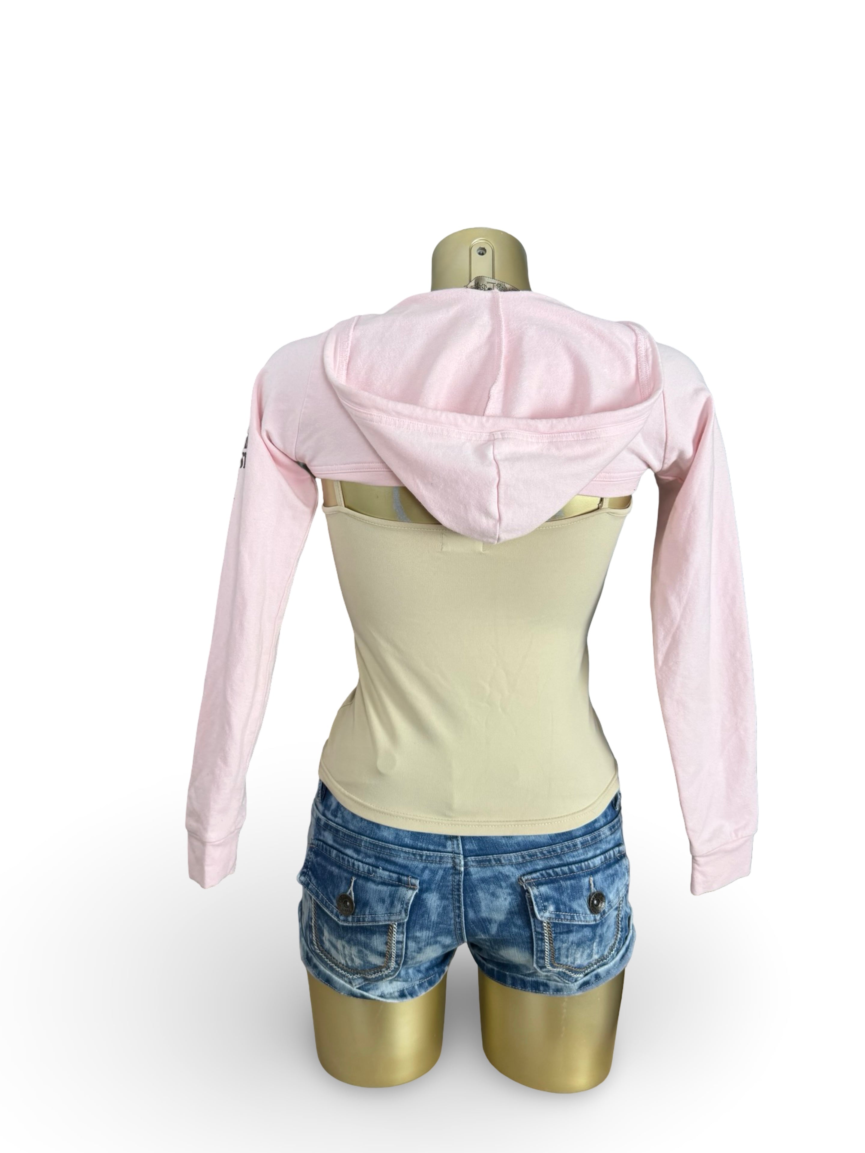 Pink tie up hooded bolero top (S)
