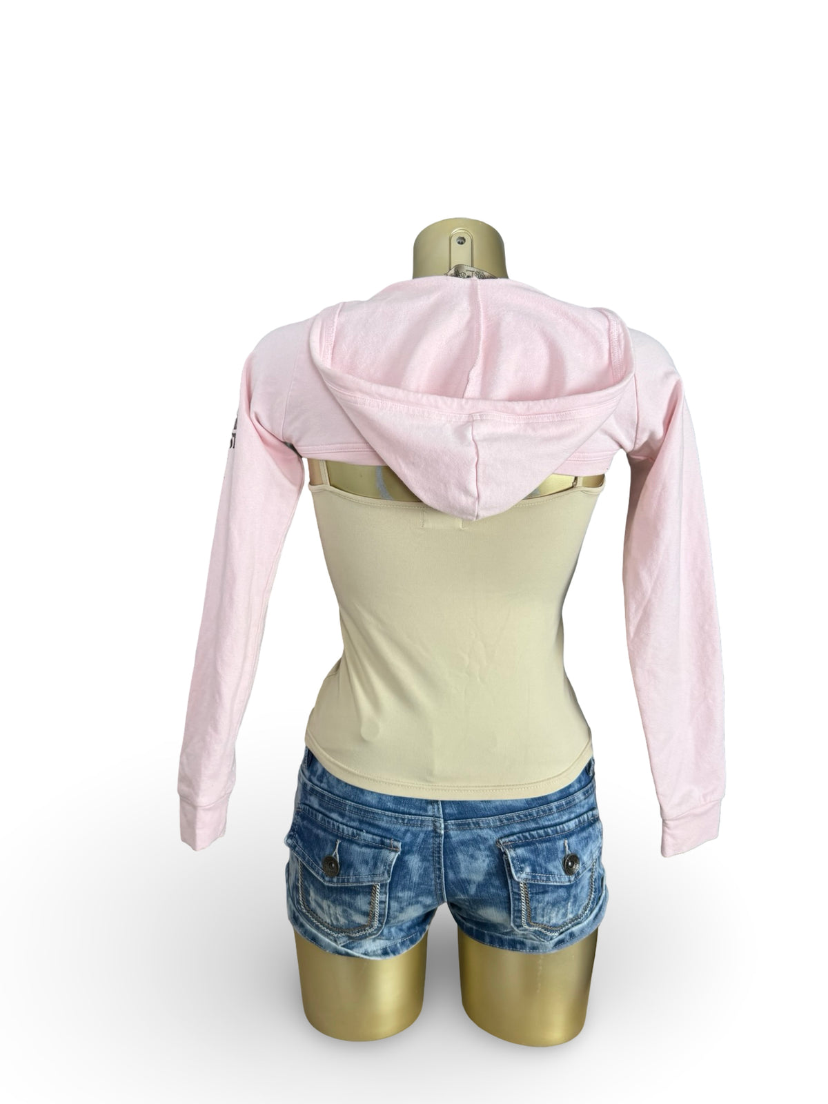 Pink tie up hooded bolero top (S)