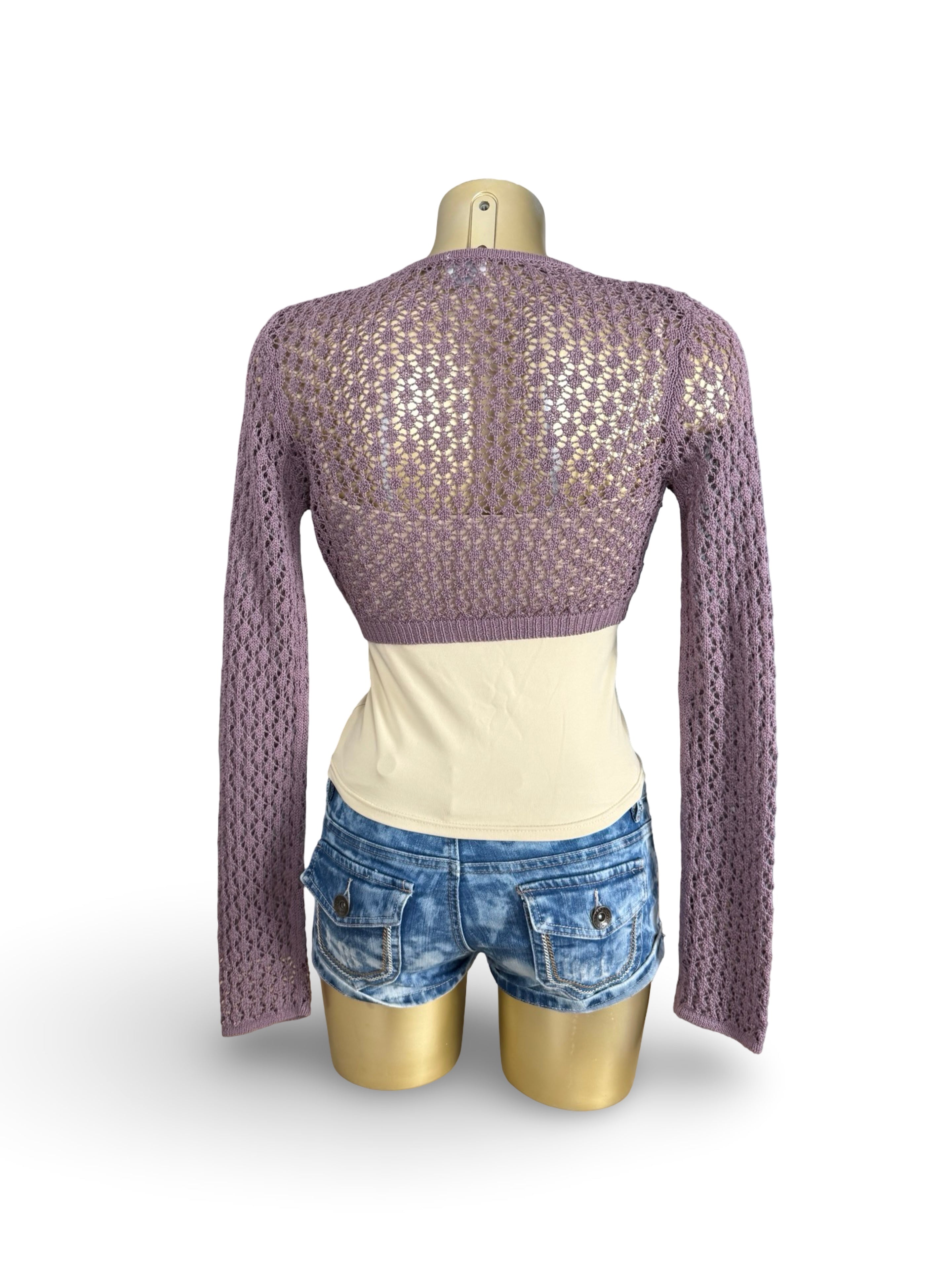 Lilac crochet tie up bolero top (S)