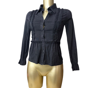 Black office siren tight fit 100% cotton shirt (XS/S)
