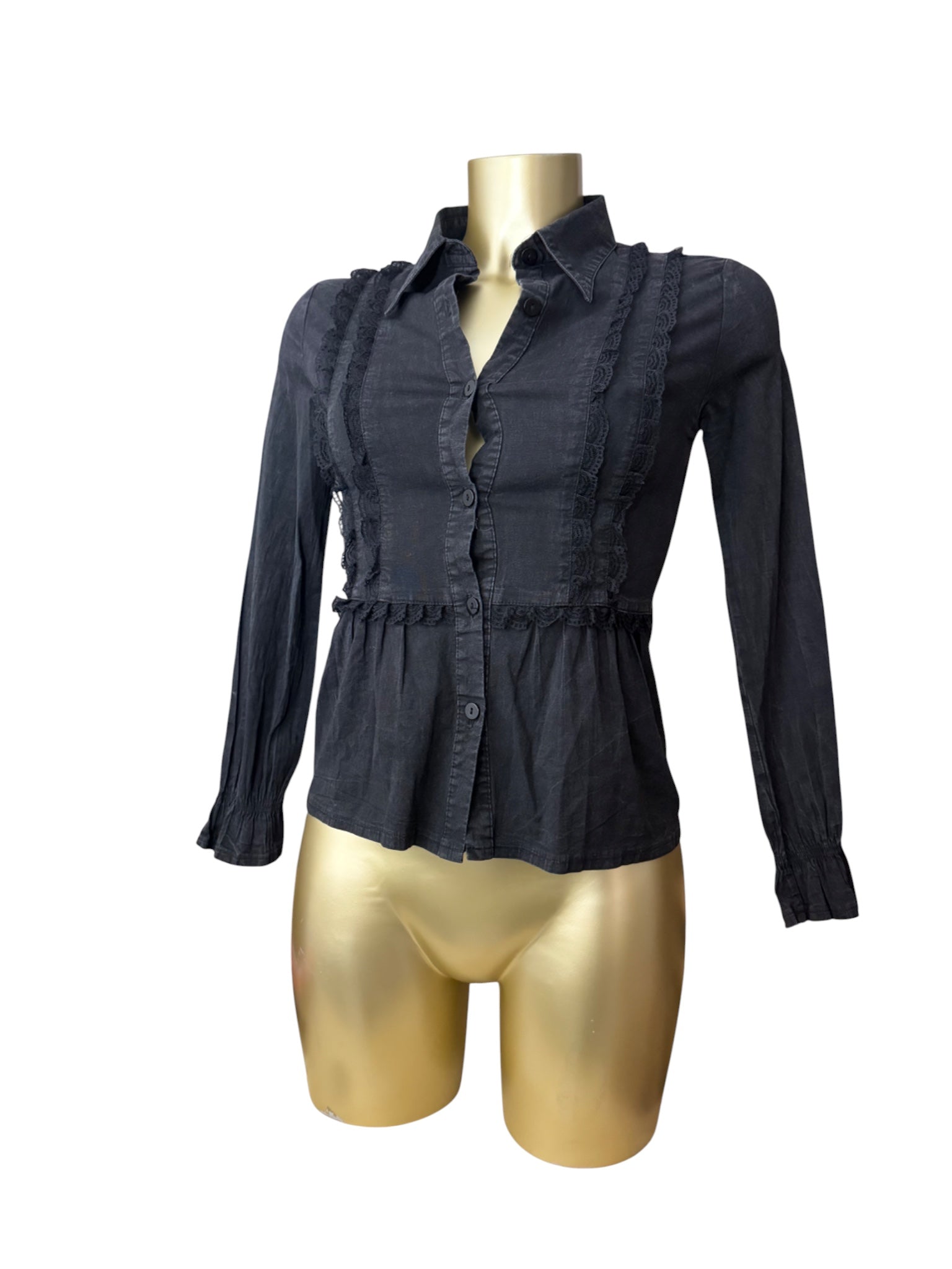 Black office siren tight fit 100% cotton shirt (XS/S)