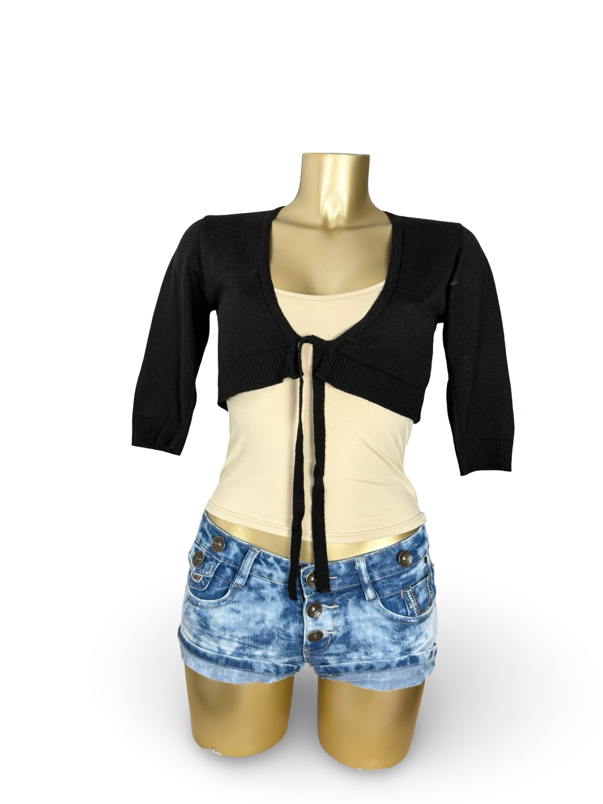 Black short sleeves bolero top (S)