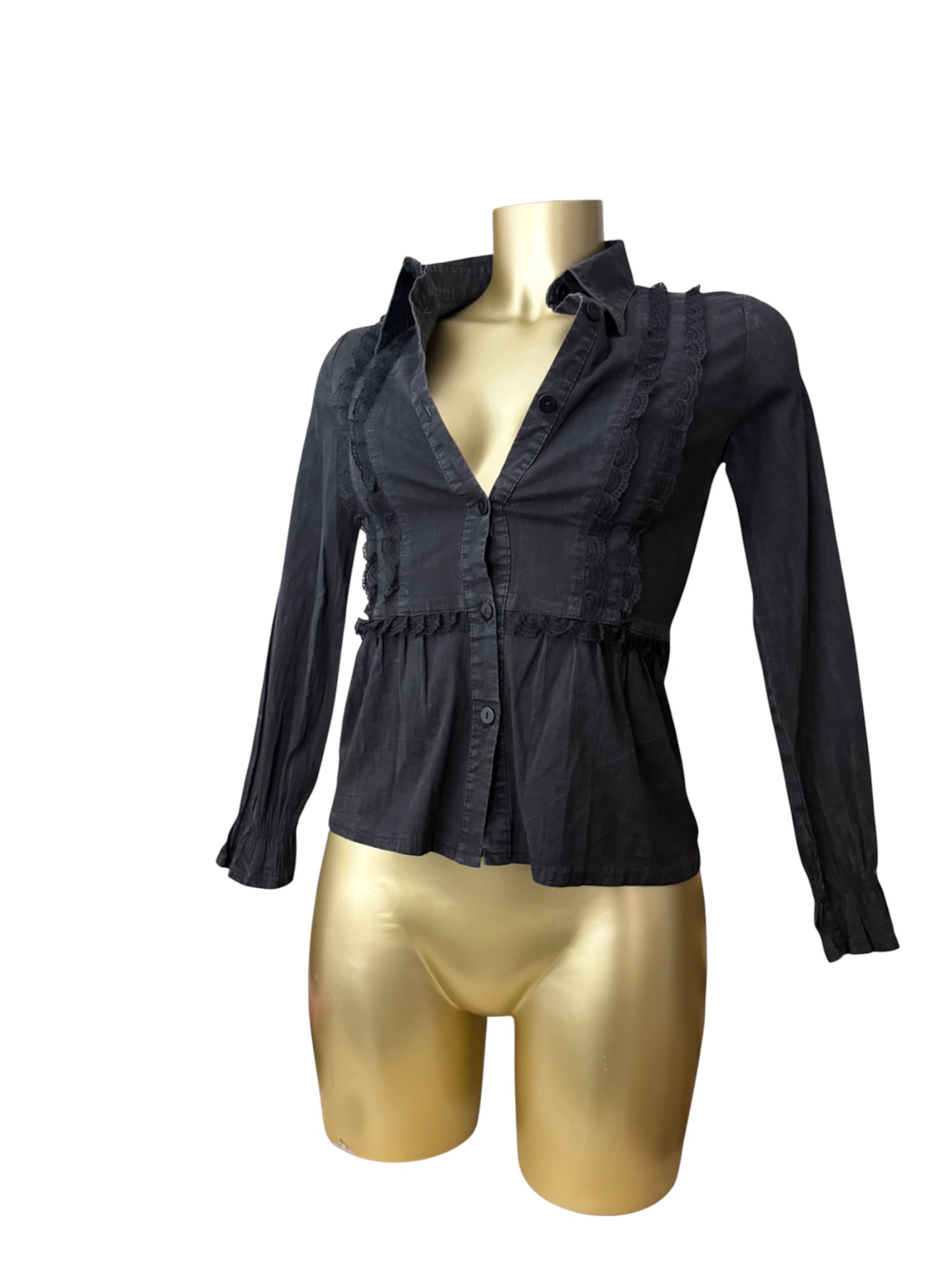 Black office siren tight fit 100% cotton shirt (XS/S)