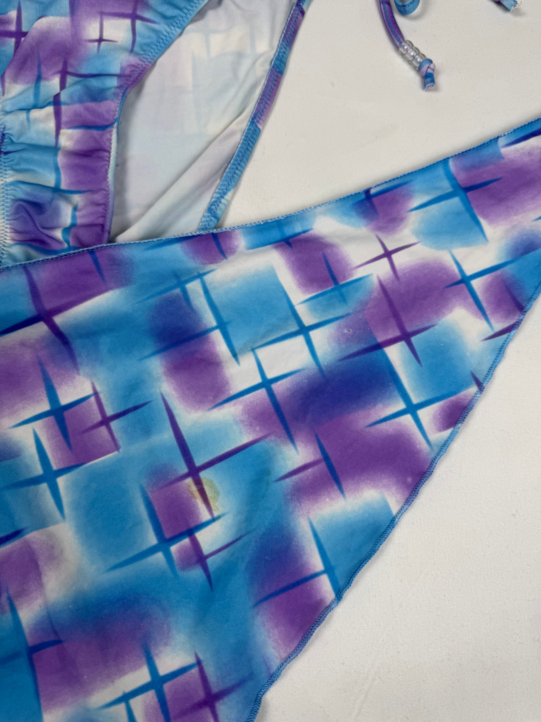 Blue graphic low rise bikini + pareo set (S/M)