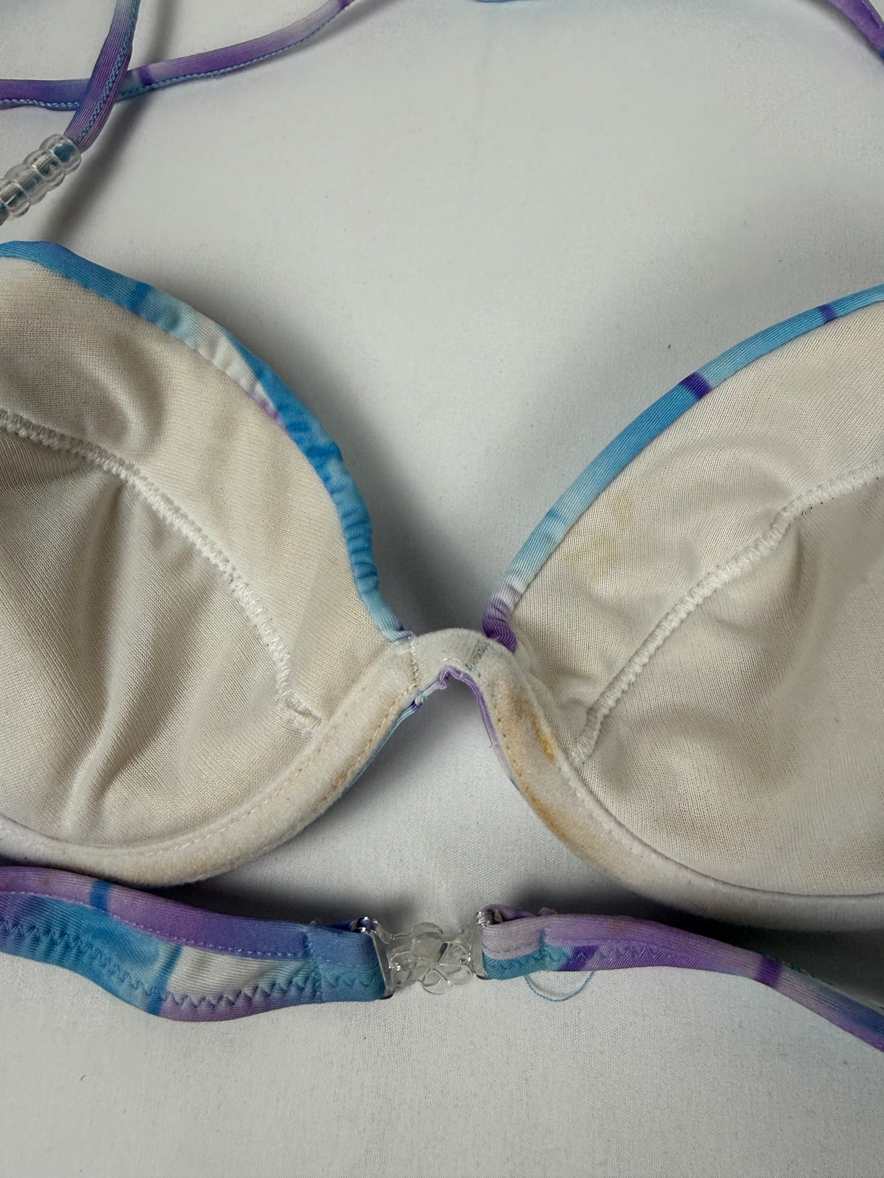 Blue graphic low rise bikini + pareo set (S/M)
