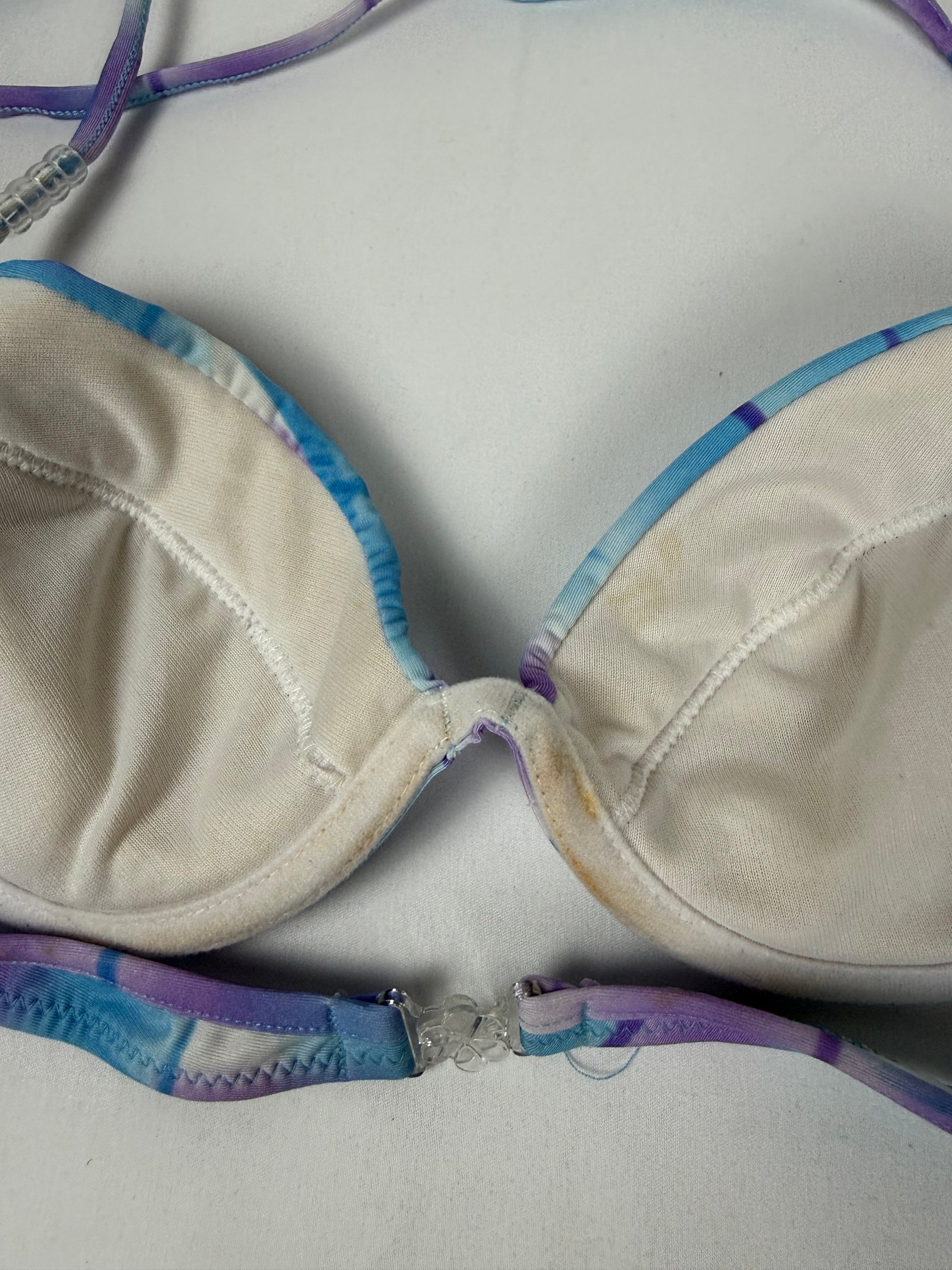 Blue graphic low rise bikini + pareo set (S/M)