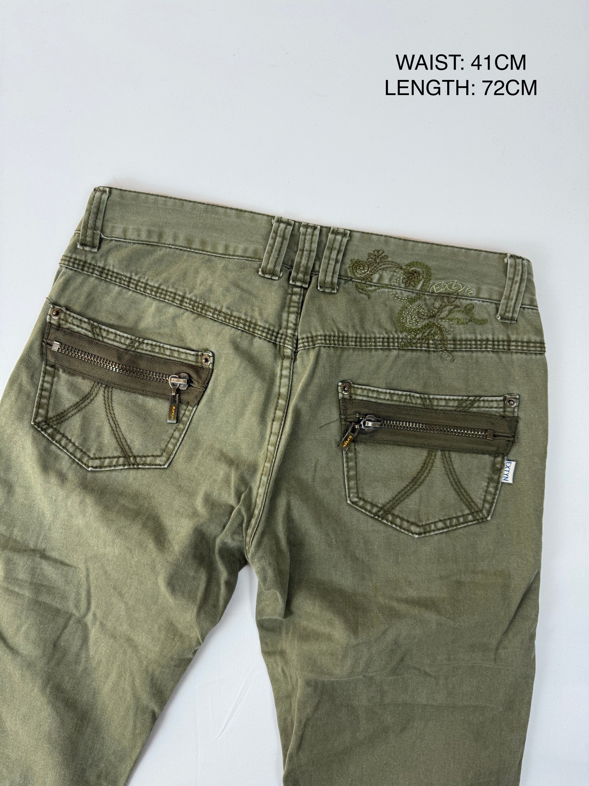 Khaki low rise denim capri pants (M)