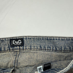Blue denim camo low rise mini skirt (S)