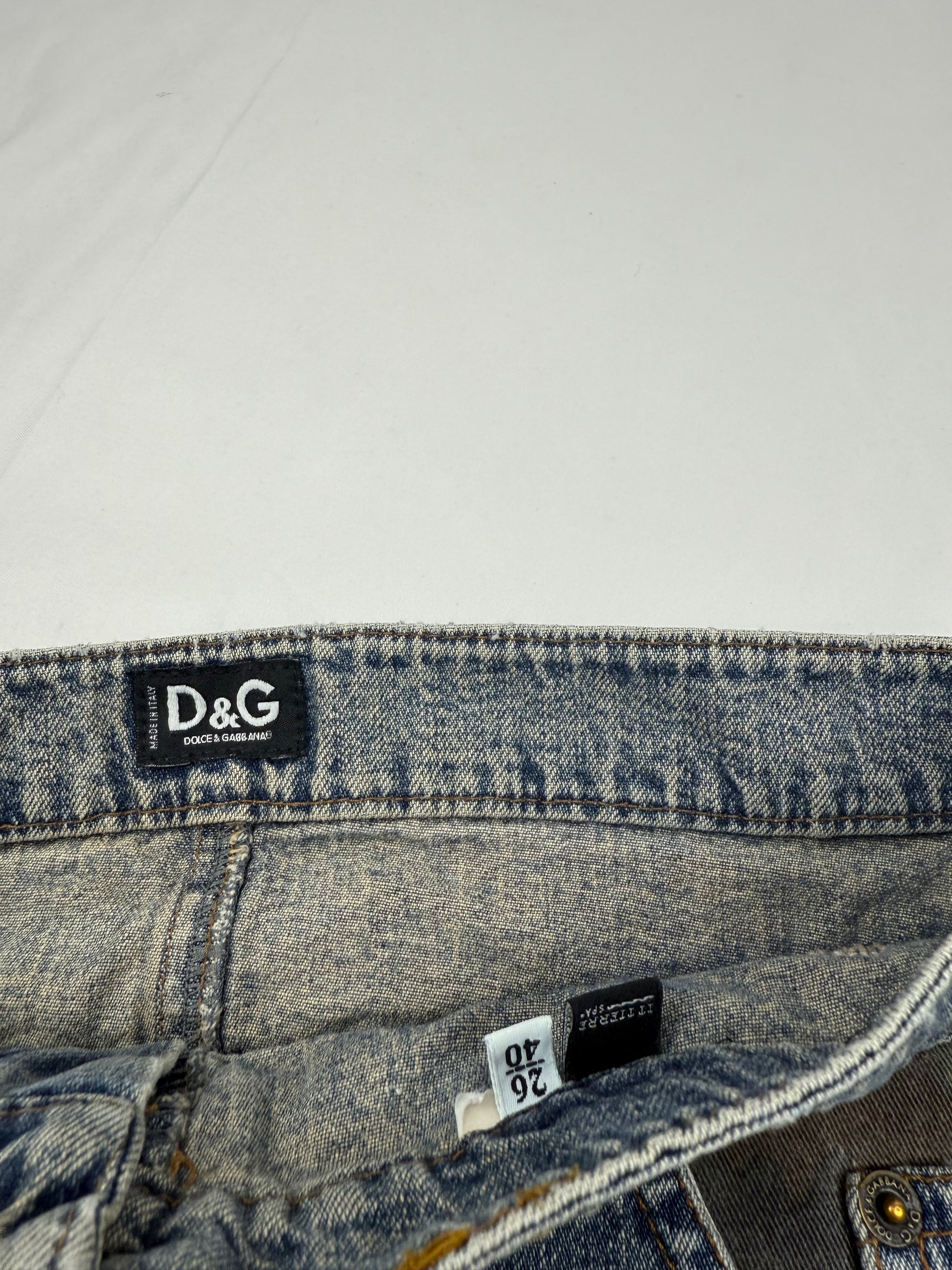 Blue denim camo low rise mini skirt (S)