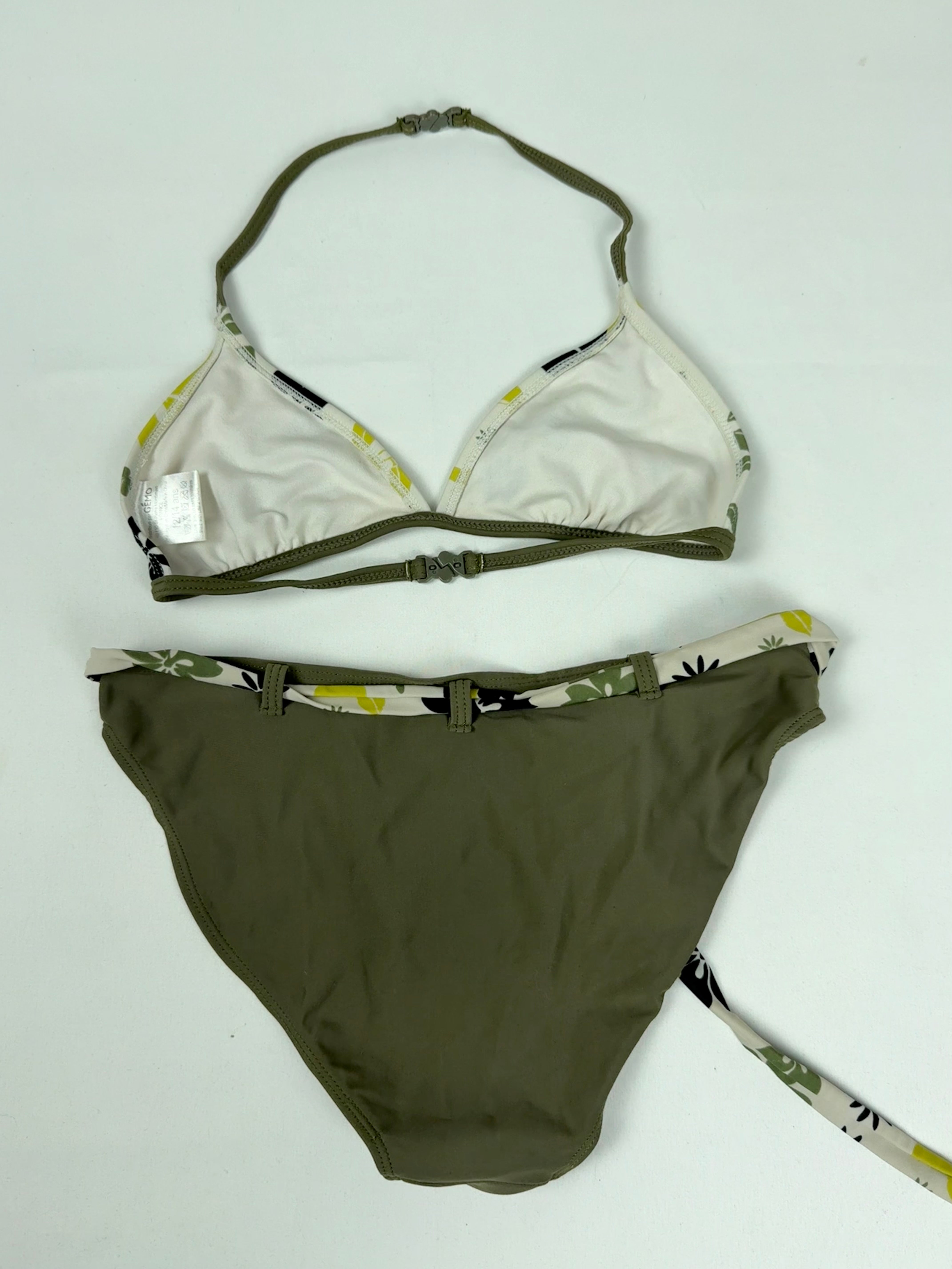 Khaki floral low rise shorty bikini set (XS)