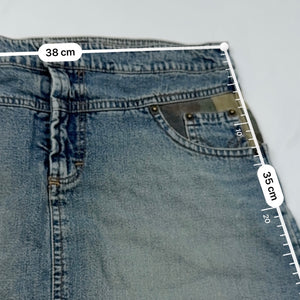 Blue denim camo low rise mini skirt (S)