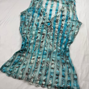 Blue striped mesh tank top (M/L)