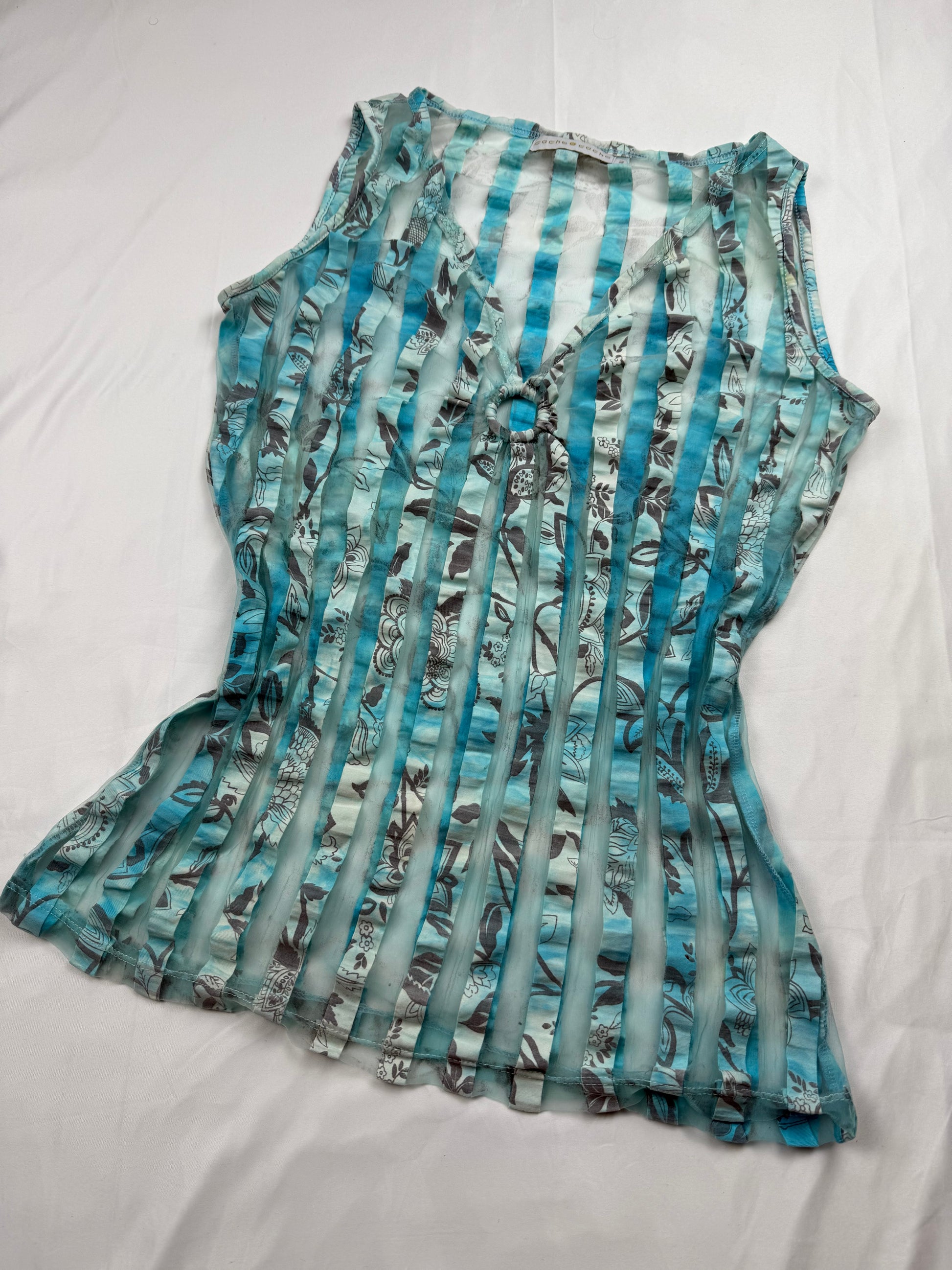 Blue striped mesh tank top (M/L)