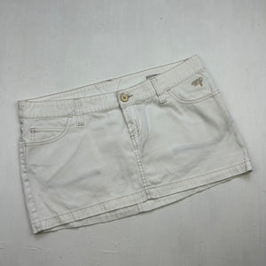 White denim low rise mini skirt (M)
