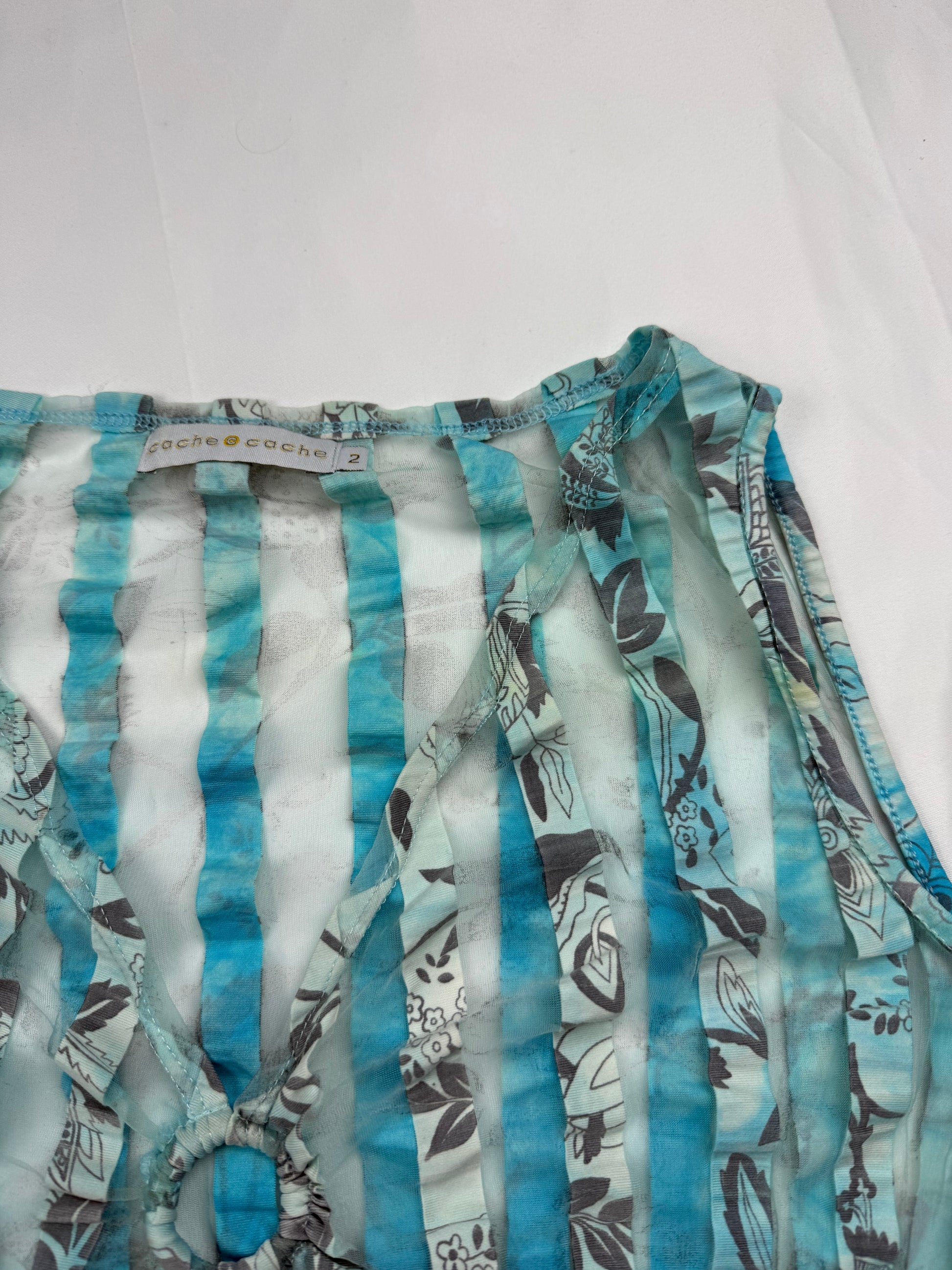 Blue striped mesh tank top (M/L)