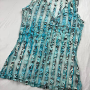 Blue striped mesh tank top (M/L)