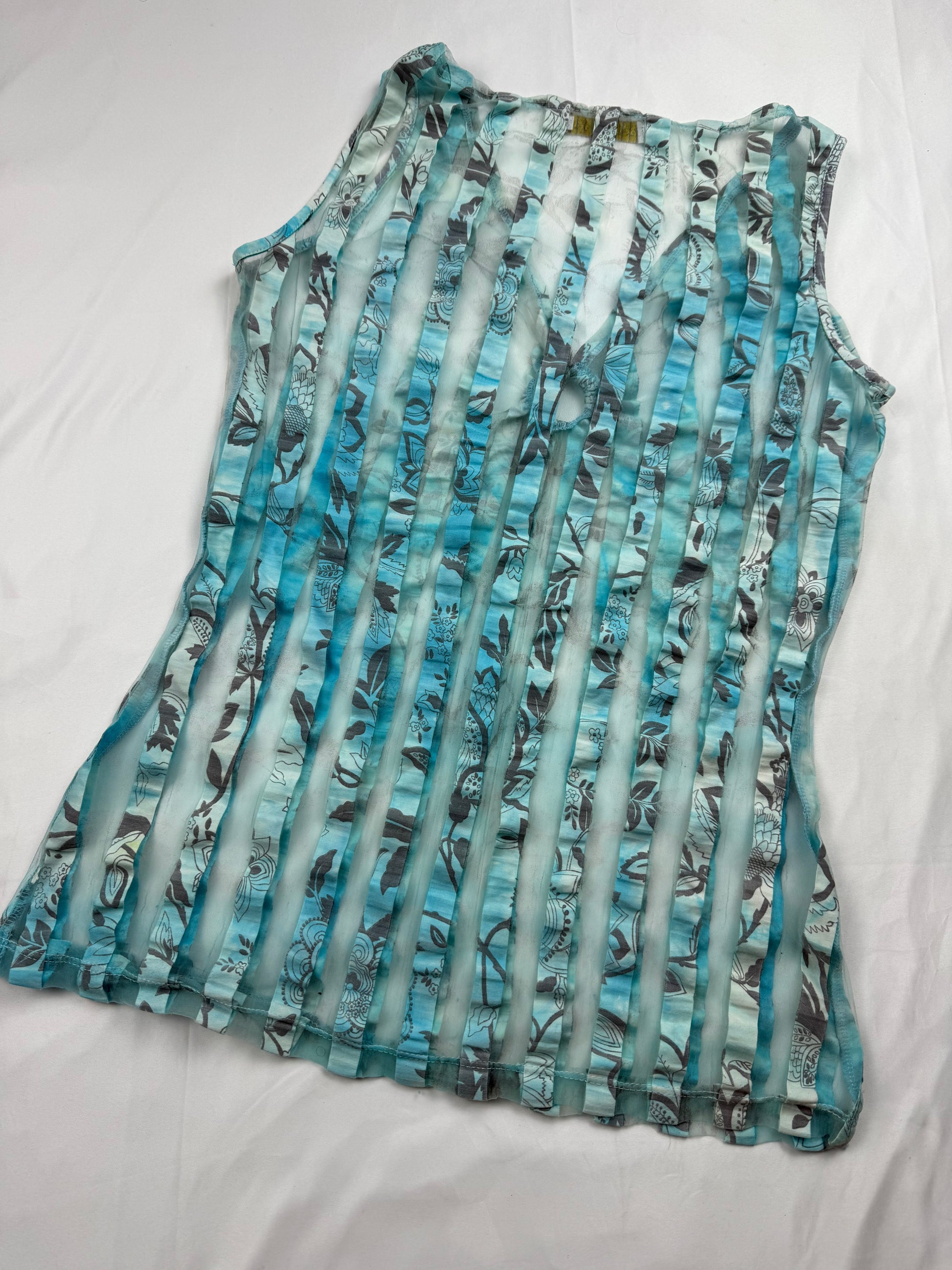 Blue striped mesh tank top (M/L)