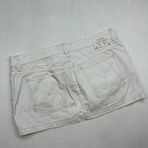 White denim low rise mini skirt (M)