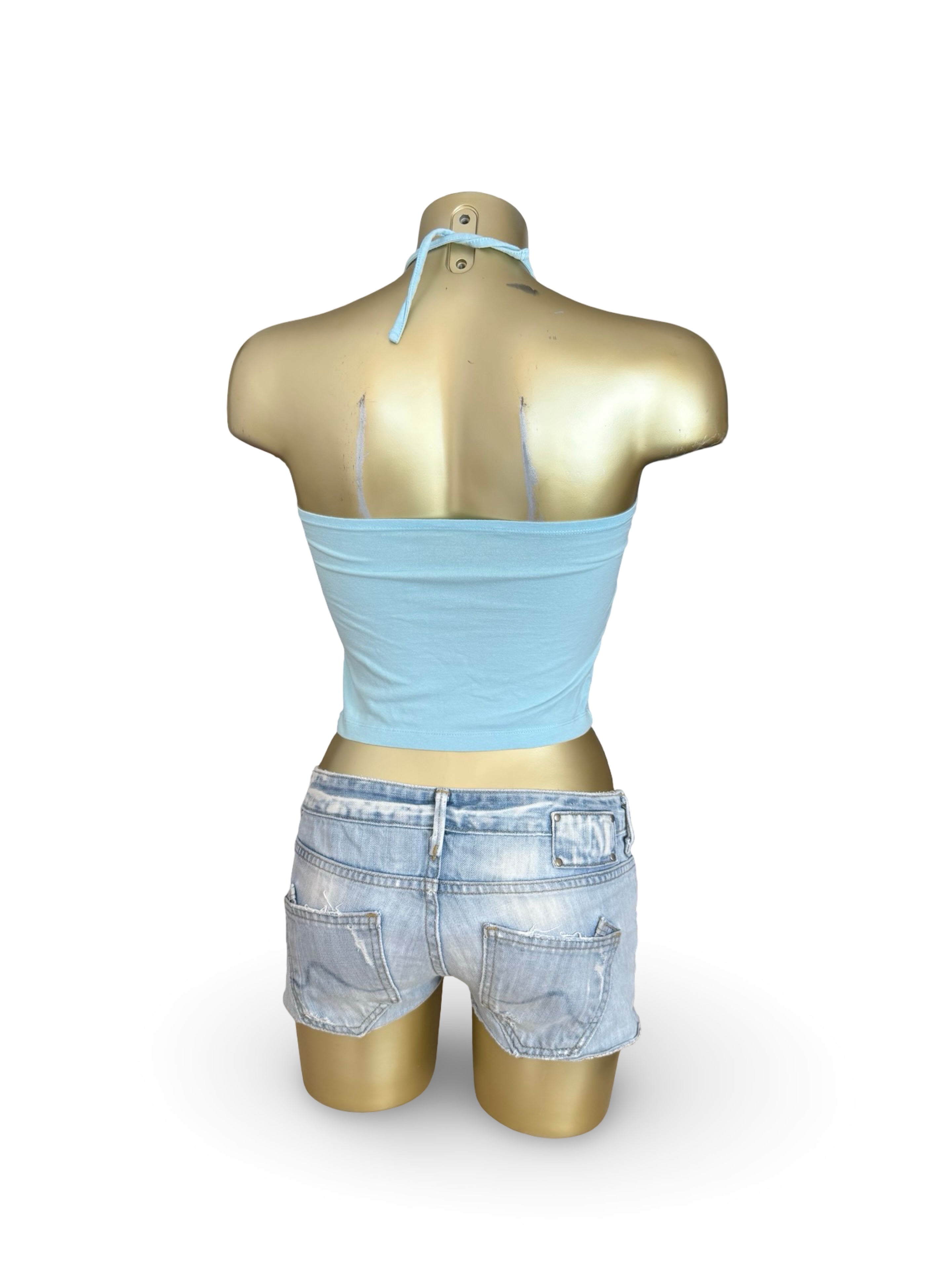 Blue graphic halter top (XS)