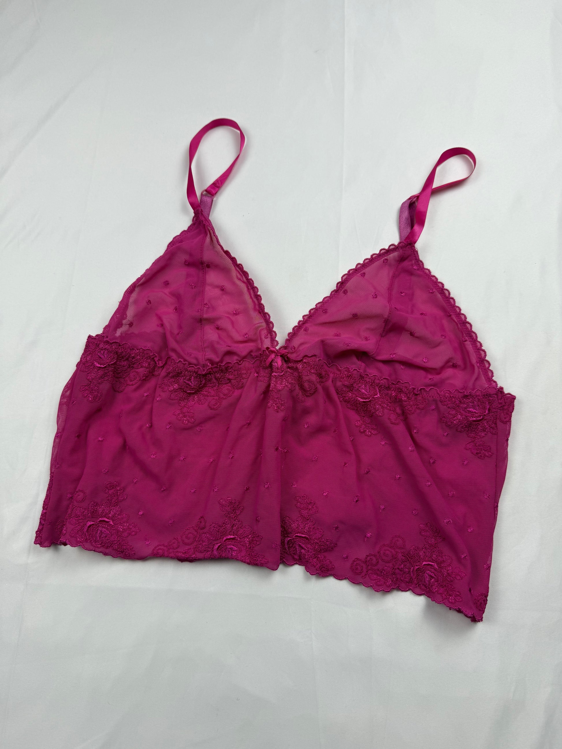 Pink mesh babydoll cami top/ bra (M/L)