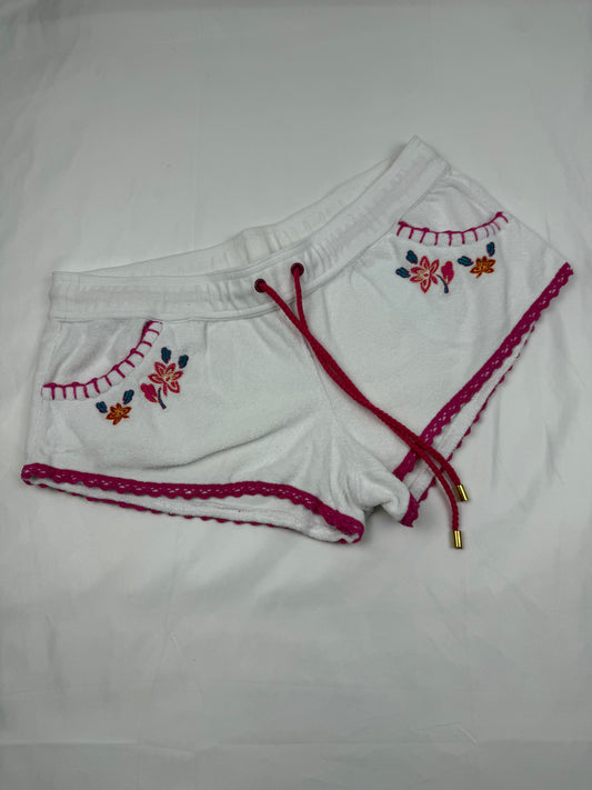 White embroidered low rise mini short (S/M)