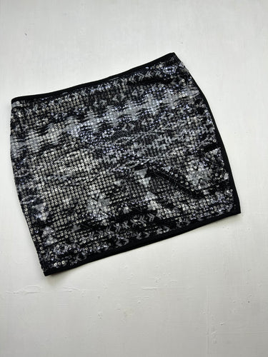 Black low rise sequins mini skirt (M)