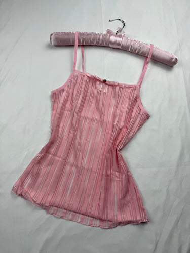 Pink see trough striped mesh cami top (S)
