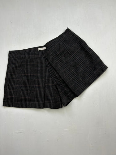 Brown check print office mini skort (S)
