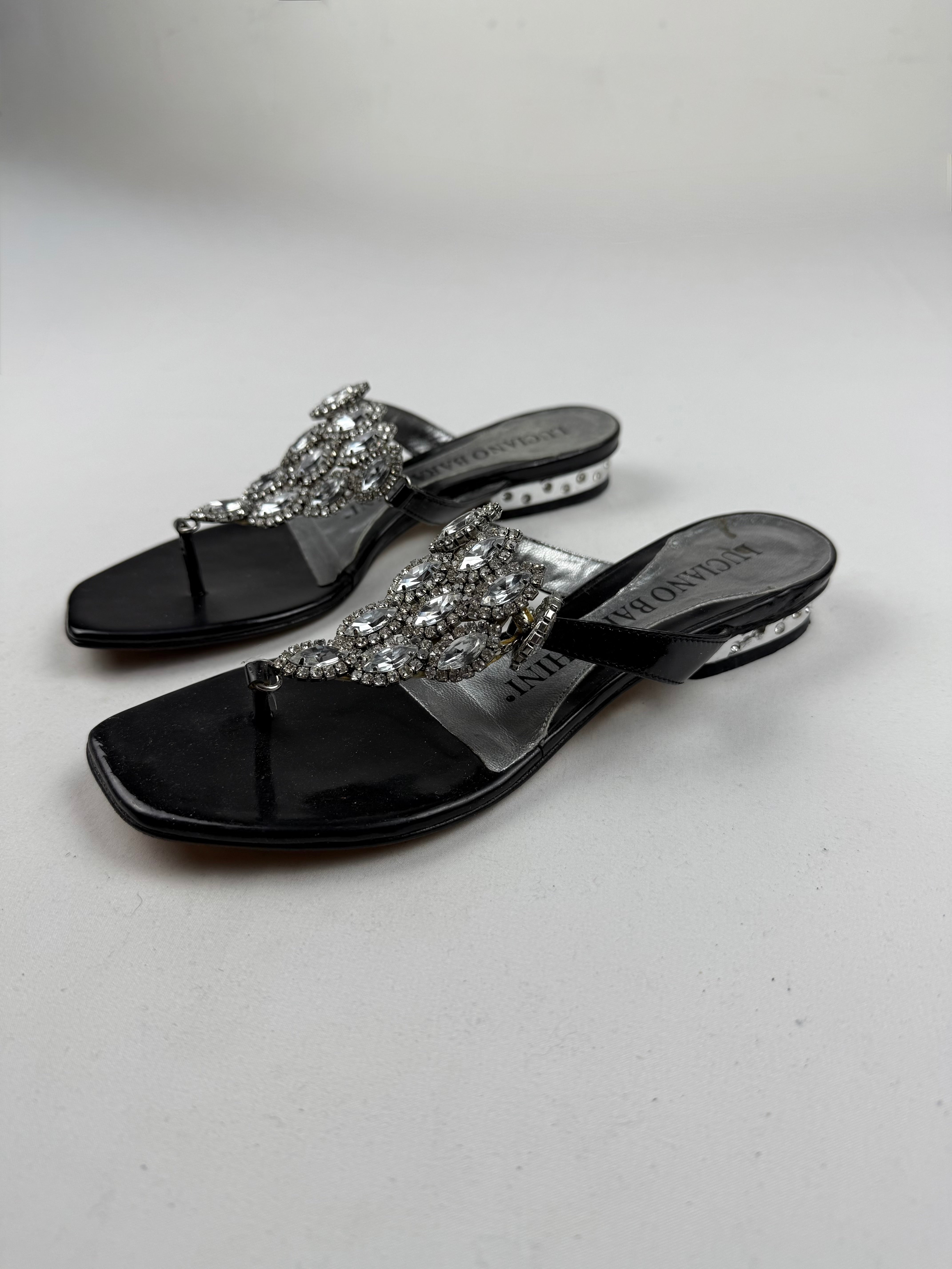 Black thong platforms rhinestones flip flop (35)