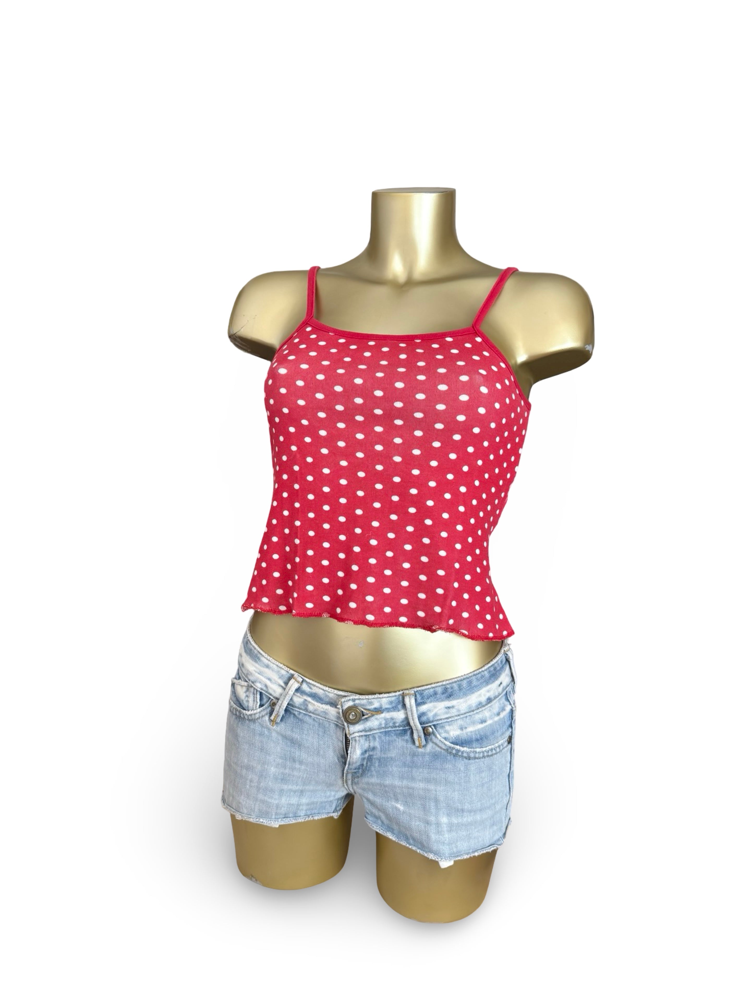 Red polka dots cami top (S)