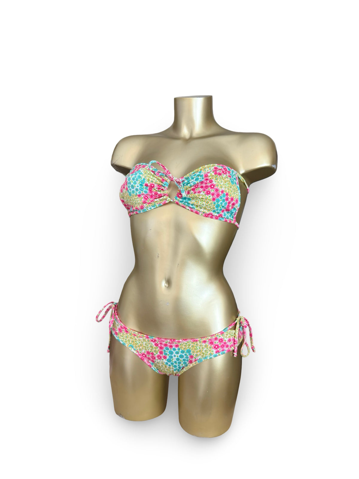 Ensemble de bikini taille basse à fleurs multicolores (XS)