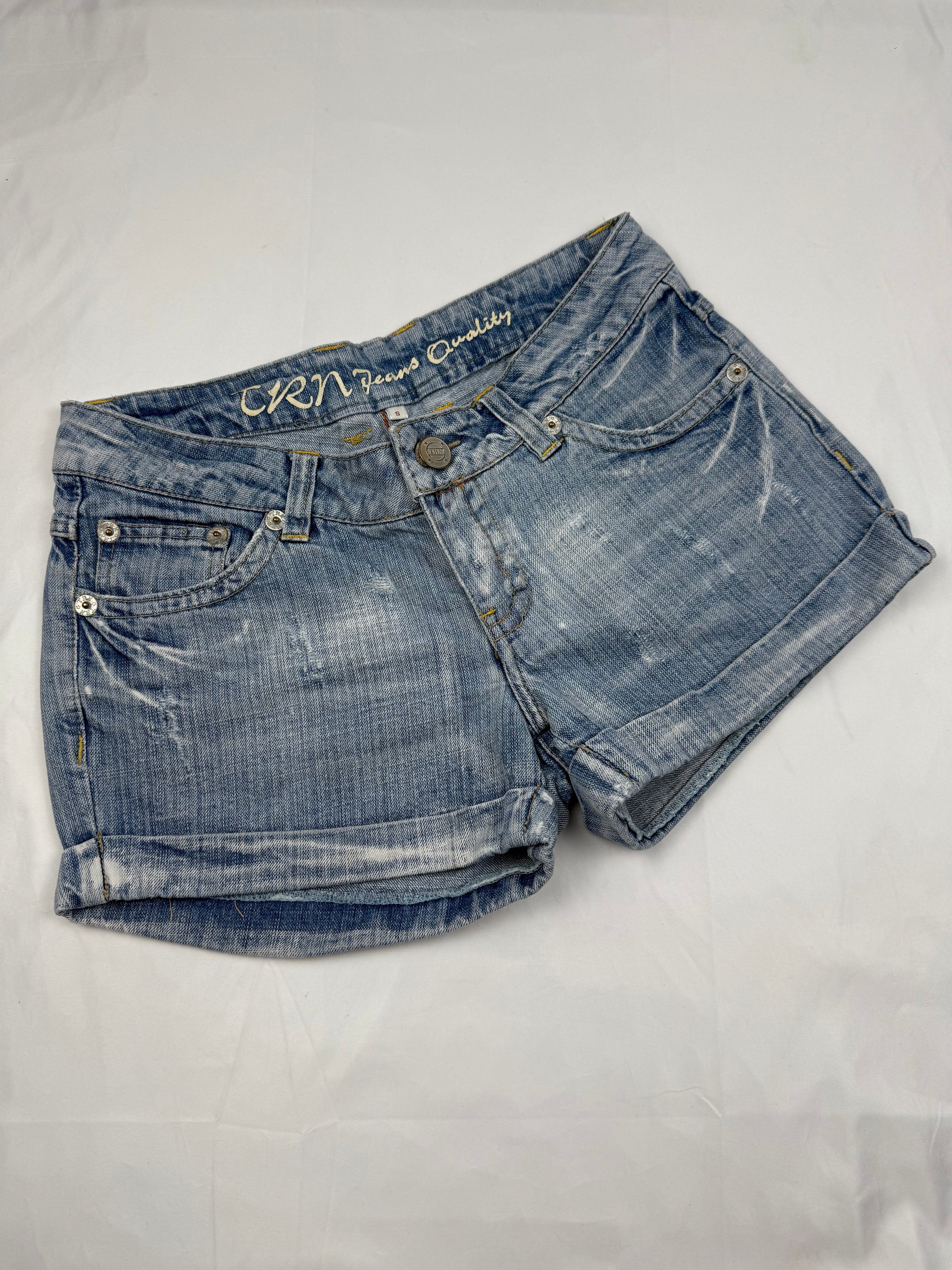 Blue denim low rise mini short (S)