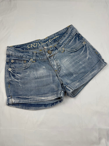 Blue denim low rise mini short (S)