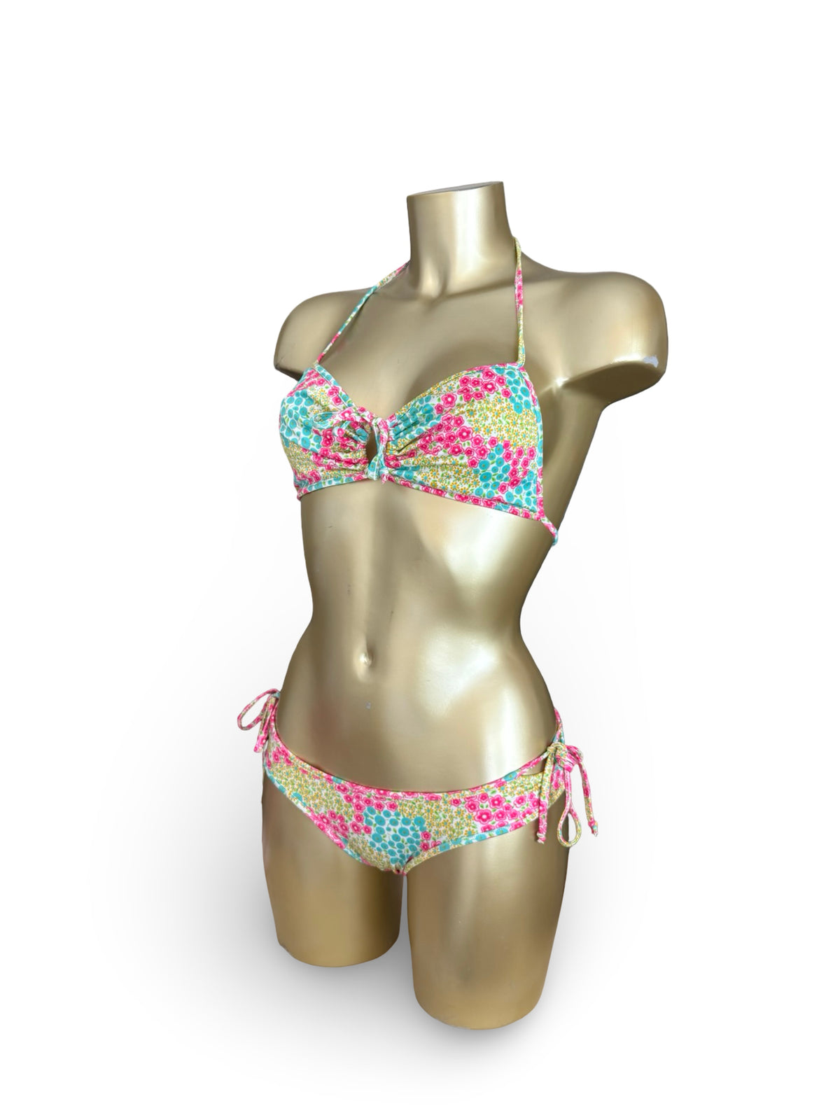 Ensemble de bikini taille basse à fleurs multicolores (XS)