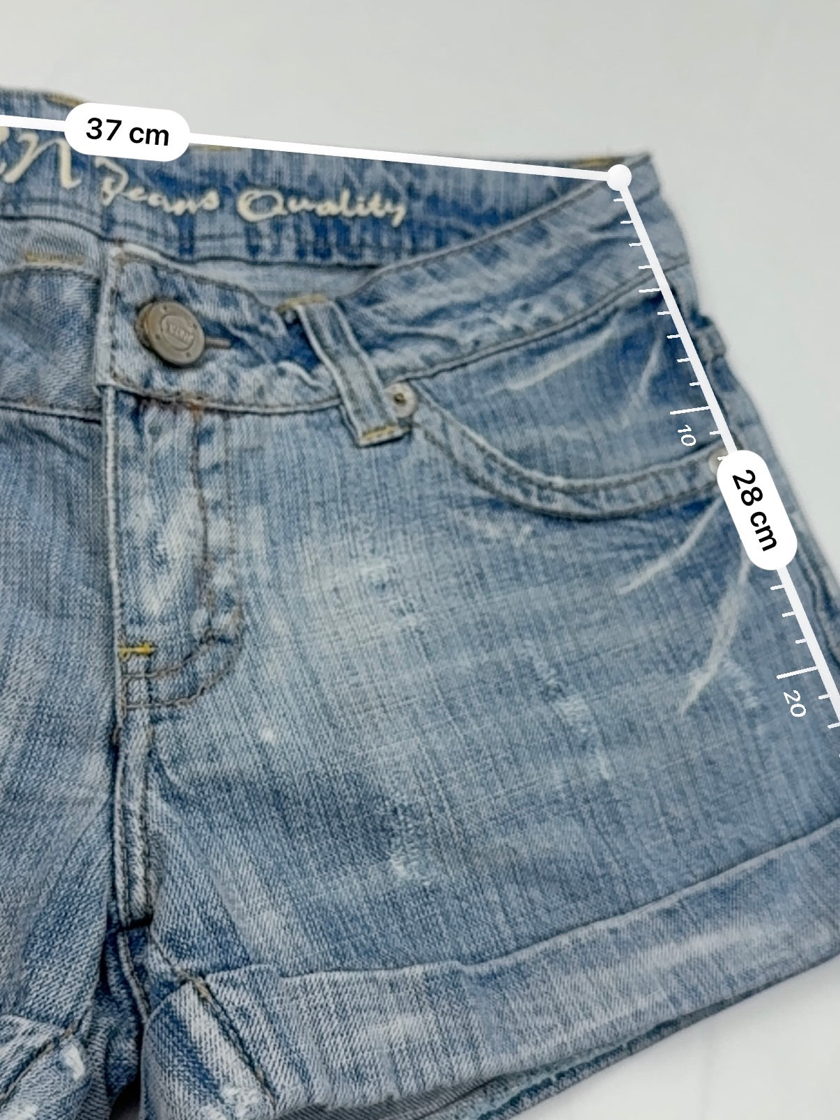 Blue denim low rise mini short (S)