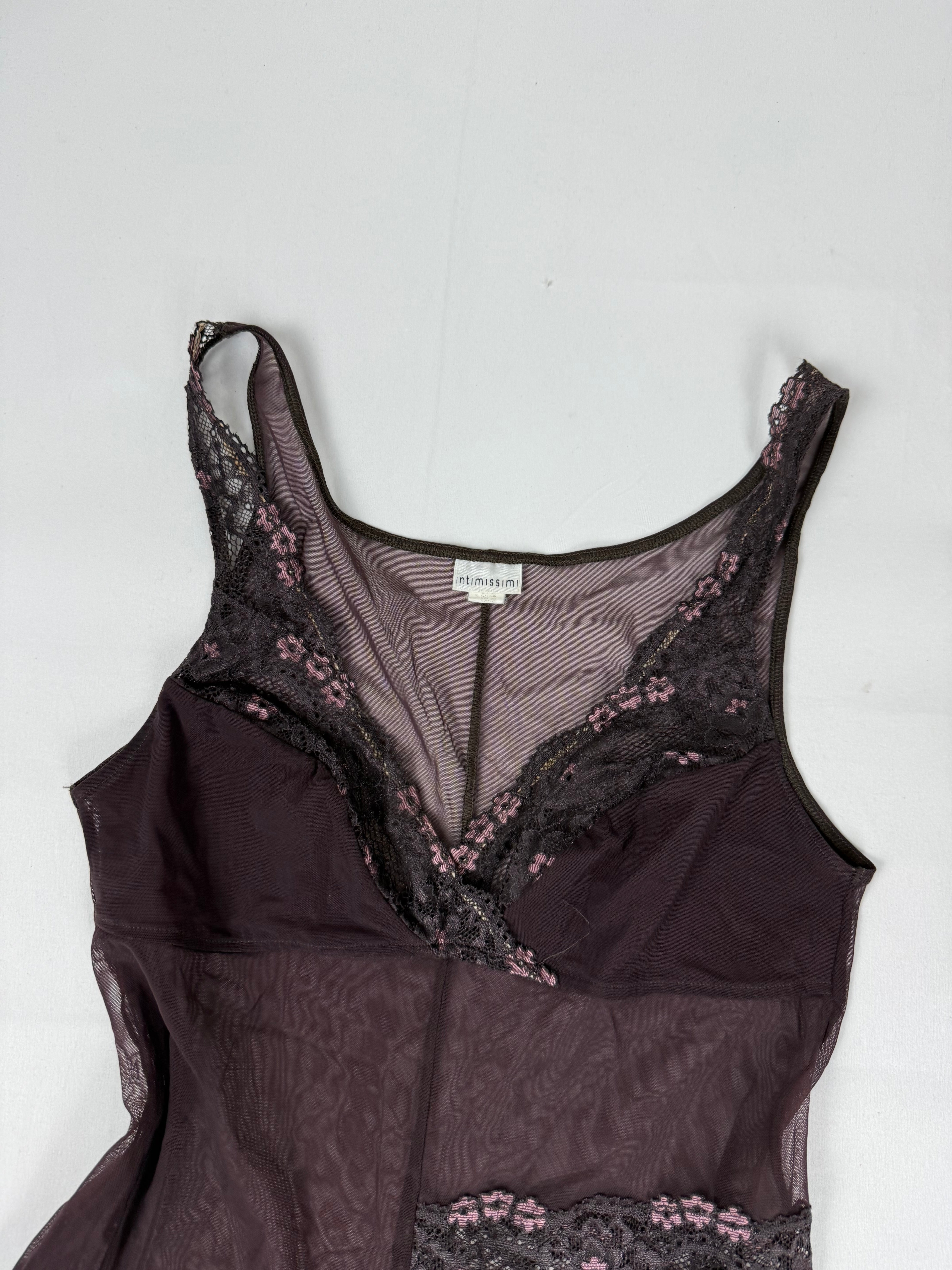 Purple floral mesh top (S/M)