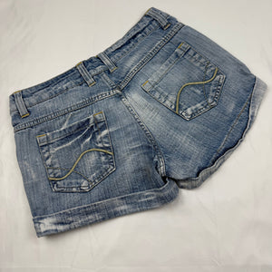 Blue denim low rise mini short (S)