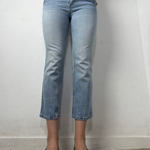 Blue denim low rise capri pants (S)